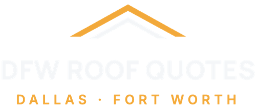 DFW Roof Quotes logo, reversed for dark backgrounds